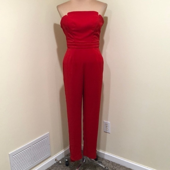 Jill Jill Stuart Strapless Jumpsuit Size 4 Red - Picture 2 of 11